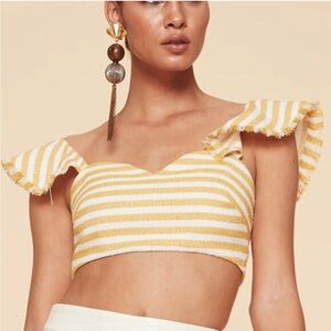 LPA Butter Yellow and White Striped Crop Top